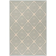SAFAVIEH Linden Franco Geometric Indoor/Outdoor Area Rug, Cream/Aqua, 5'3" x 7'6"