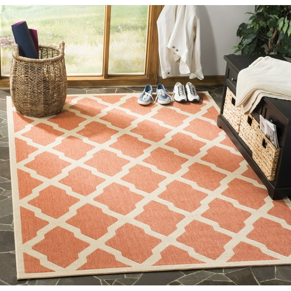 Safavieh Linden Gamal Geometric Indoor/Outdoor Area Rug, Rust/Creme, 5'3" x 7'6"