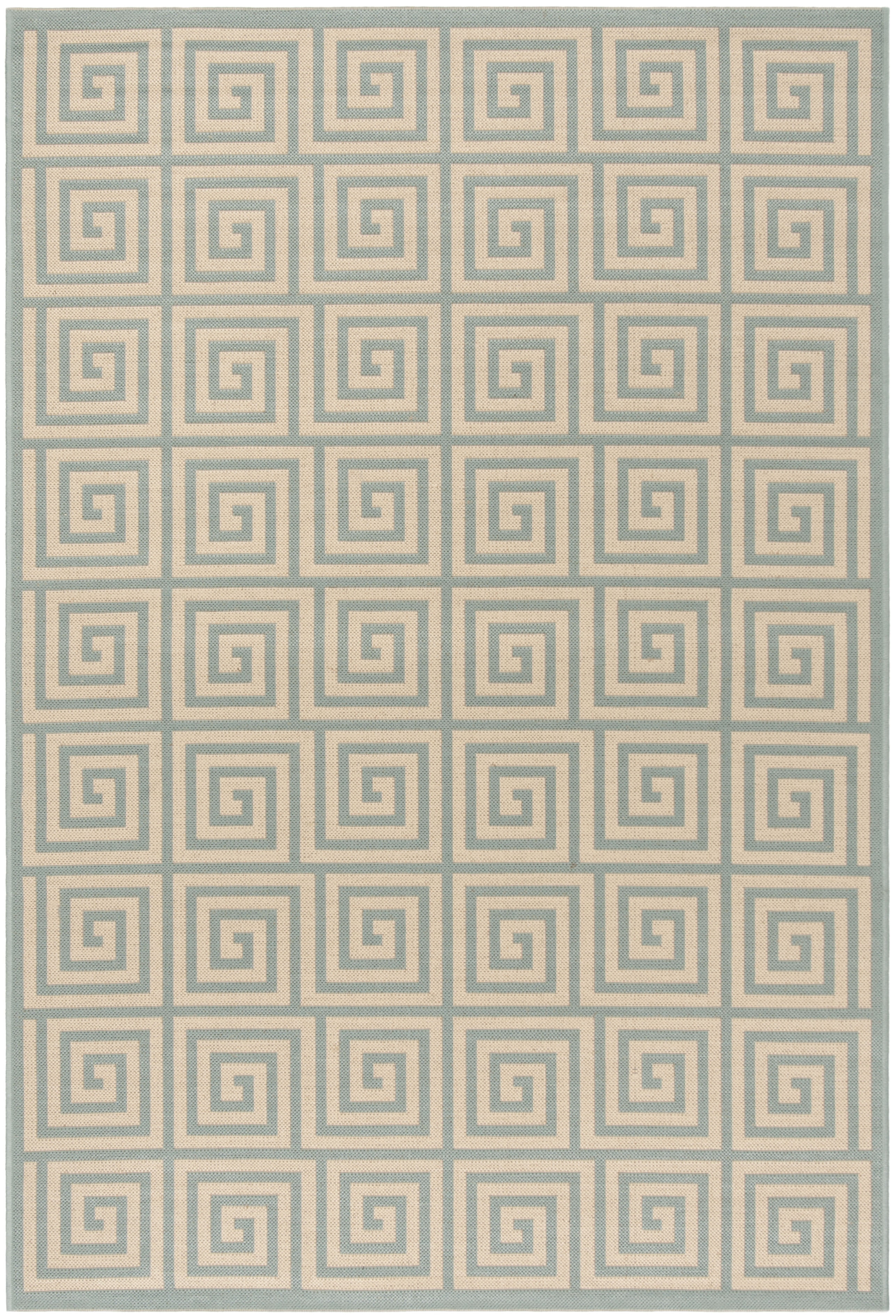 Aqua Blue Geometric Flat Woven Synthetic Area Rug 59"