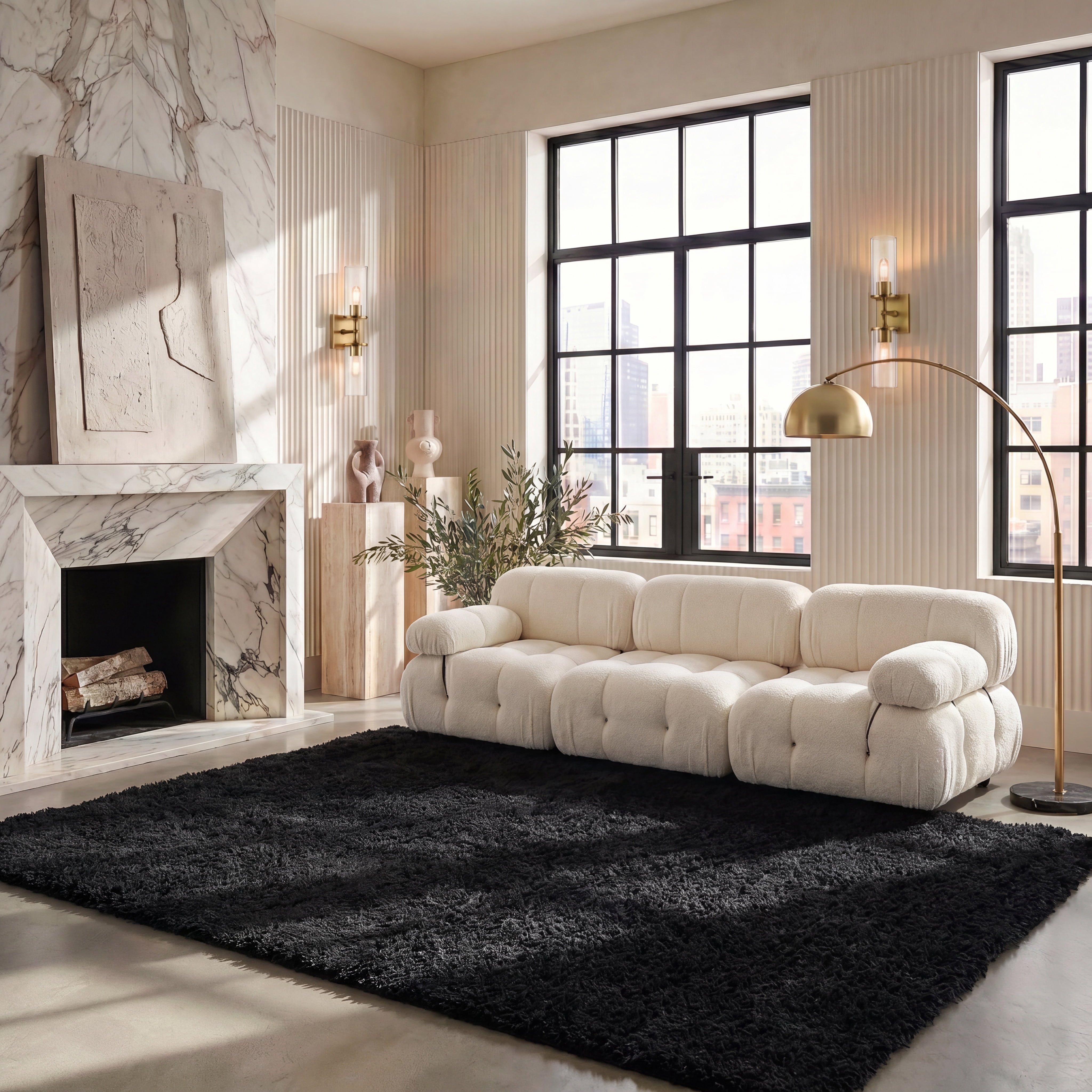 Safavieh Lindsay Deborah Solid Polyester Shag Area Rug, Black, 3' x 5'