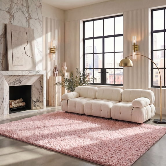 Safavieh Lindsay Deborah Solid Polyester Shag Area Rug, Pink, 6' x 9'