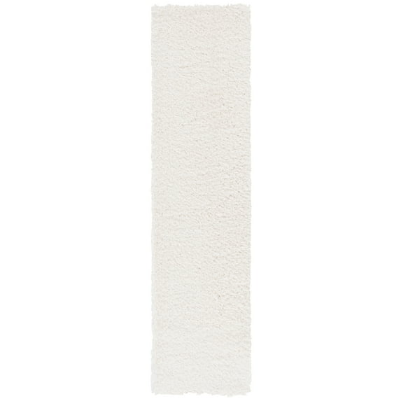 SAFAVIEH Lindsay Deborah Solid Polyester Shag Runner Rug, Ivory, 2'2" x 8'