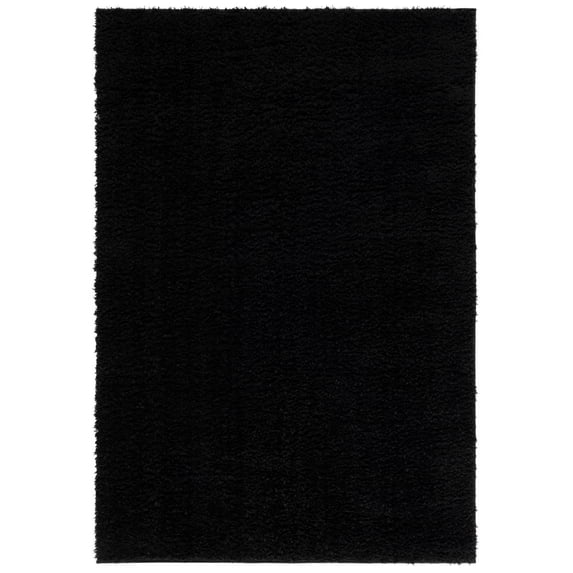 SAFAVIEH Lindsay Deborah Solid Polyester Shag Area Rug, Black, 4' x 6'