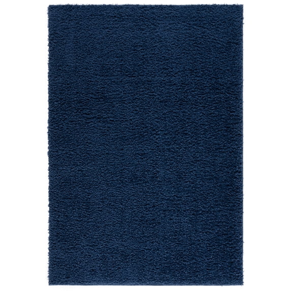 SAFAVIEH Lindsay Deborah Solid Polyester Shag Area Rug, Navy, 5'3" x 7'6"