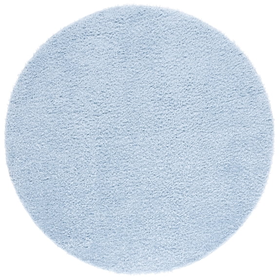 SAFAVIEH Lindsay Deborah Solid Polyester Shag Area Rug, Aqua, 6'7" x 6'7" Round