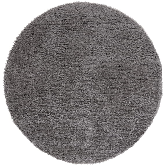 SAFAVIEH Lindsay Deborah Solid Polyester Shag Area Rug, Dark Gray, 6'7" x 6'7" Round