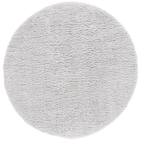 SAFAVIEH Lindsay Deborah Solid Polyester Shag Area Rug, Gray, 6'7" x 6'7" Round