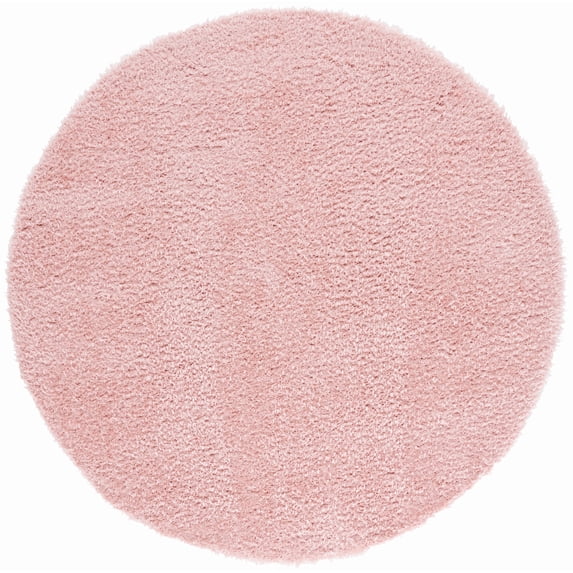 SAFAVIEH Lindsay Deborah Solid Polyester Shag Area Rug, Pink, 6'7" x 6'7" Round
