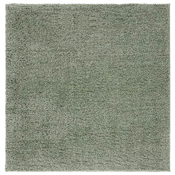 SAFAVIEH Lindsay Deborah Solid Polyester Shag Area Rug, Green, 6'7" x 6'7" Square