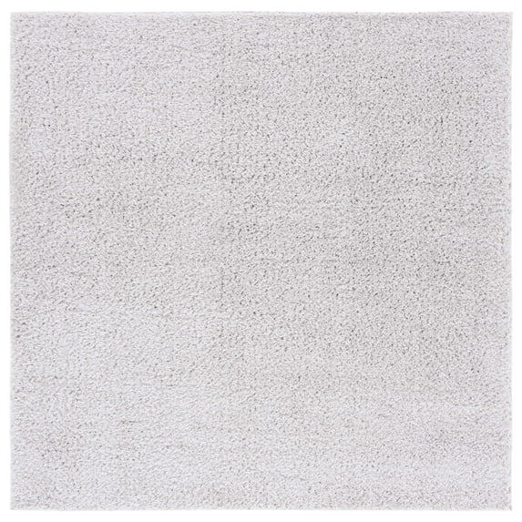 SAFAVIEH Lindsay Deborah Solid Polyester Shag Area Rug, Gray, 6'7" x 6'7" Square
