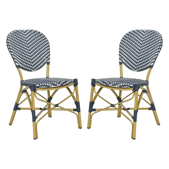 Safavieh Lisbeth Outdoor Striped Side Chair, Set of 2 - Navy/White