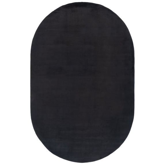 SAFAVIEH Loft Kalya Solid Machine Washable Area Rug, Black, 5' x 8' Oval
