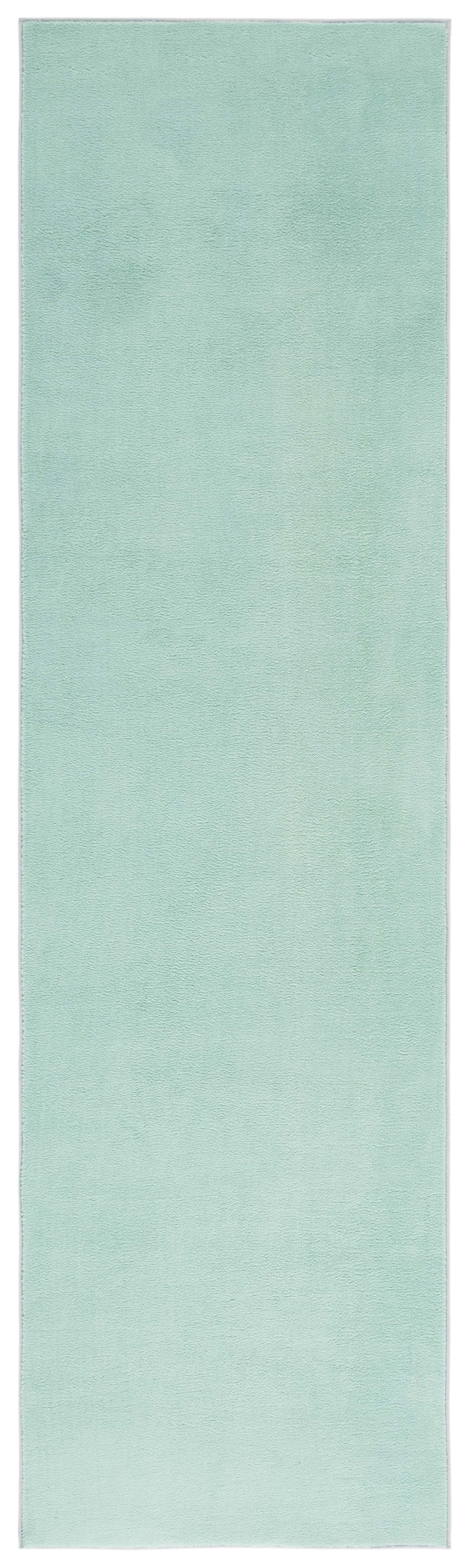 Sage Green Solid Wool Machine Washable Runner Rug, 2'3" x 5'