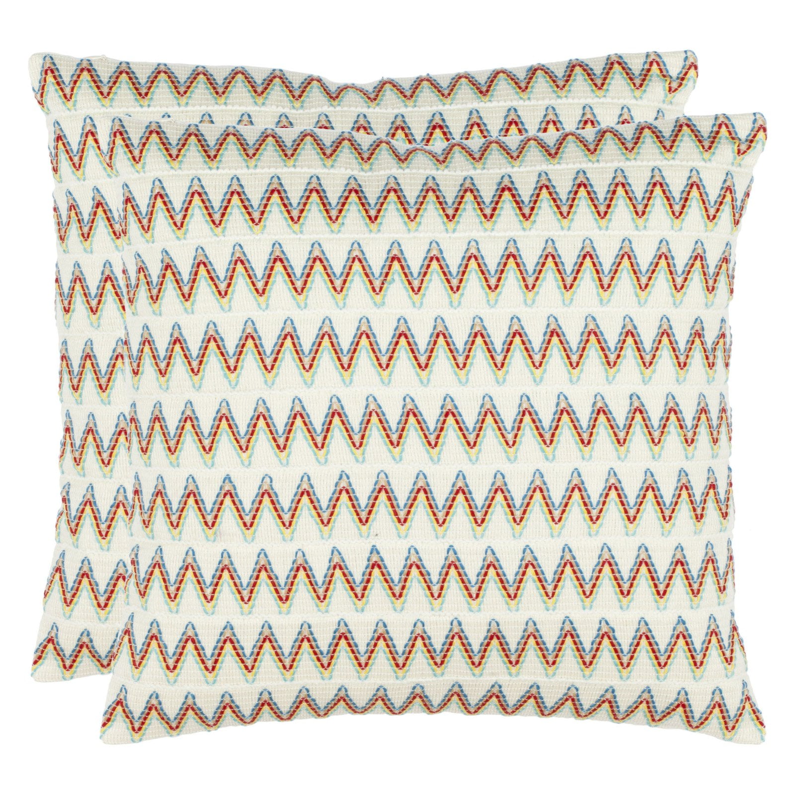 Set of 2 Cream Zigzag Pattern Decorative Pillows