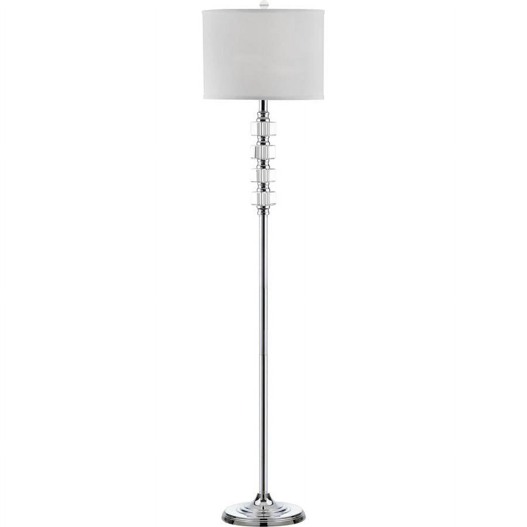 Lombard Street 60" Chrome and Crystal Floor Lamp with White Shade