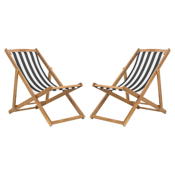 Safavieh Loren Outdoor Foldable Sling Chair, Set of 2 - Black/White