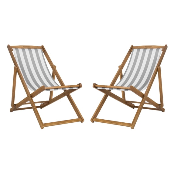 Safavieh Loren Outdoor Foldable Sling Chair, Set of 2 - Grey/White