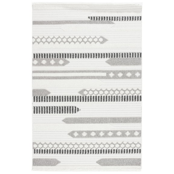 SAFAVIEH Lotus Deitra Geometric Area Rug, Ivory/Dark Grey, 4' x 6'