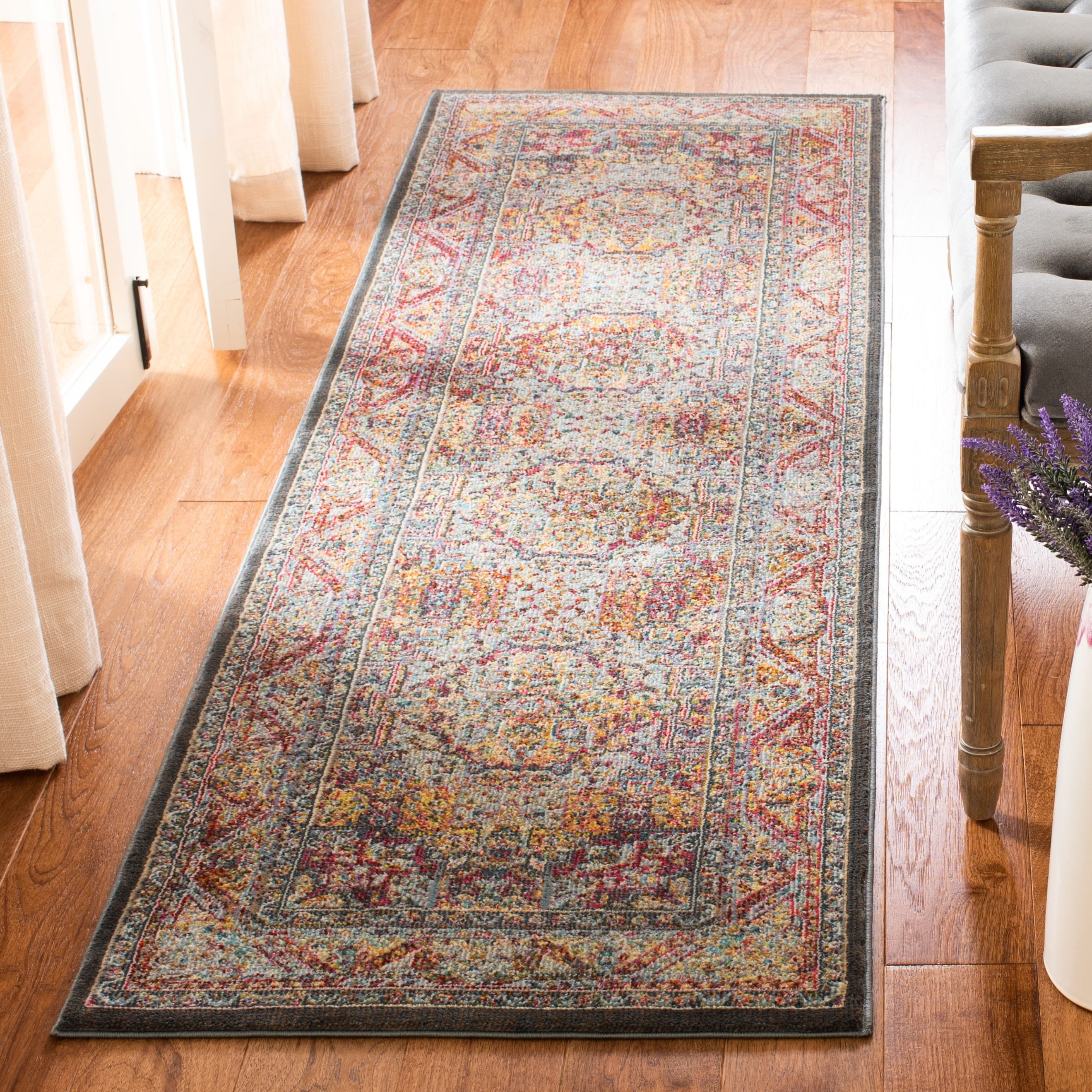 Luxor Ivory and Fuchsia Hand-Knotted Viscose Runner Rug