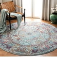 thumbnail image 1 of Safavieh  Luxor Shemsije Boho Medallion Turquoise/ Aqua Rug 6'7" x  6'7" 6' Round Living Room,Bedroom,Dining Room Round, 1 of 6