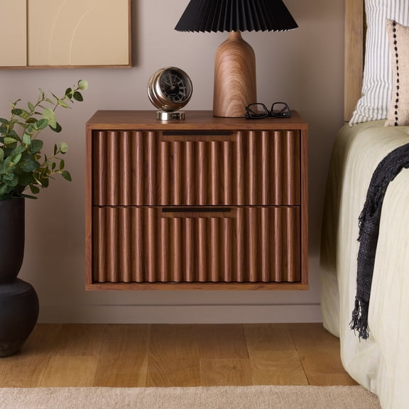 Safavieh Lylia Modern Partical Board and Mdf Night Stands, Walnut/Black