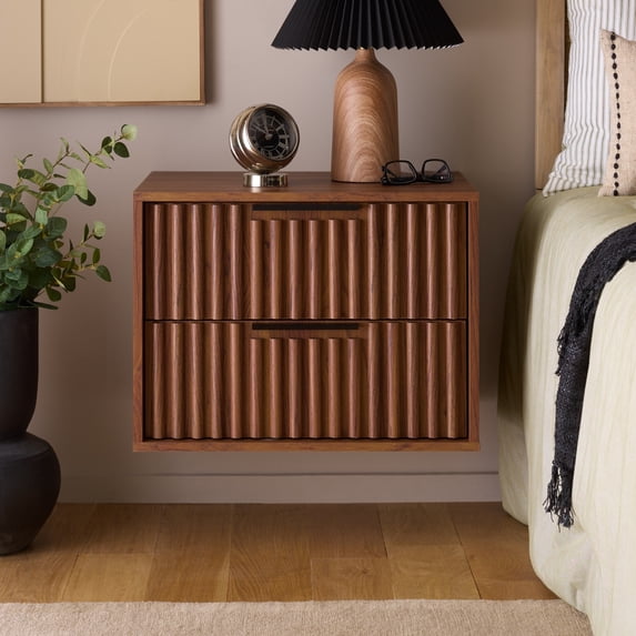 Safavieh Lylia Modern Partical Board and Mdf Night Stands, Walnut/Black
