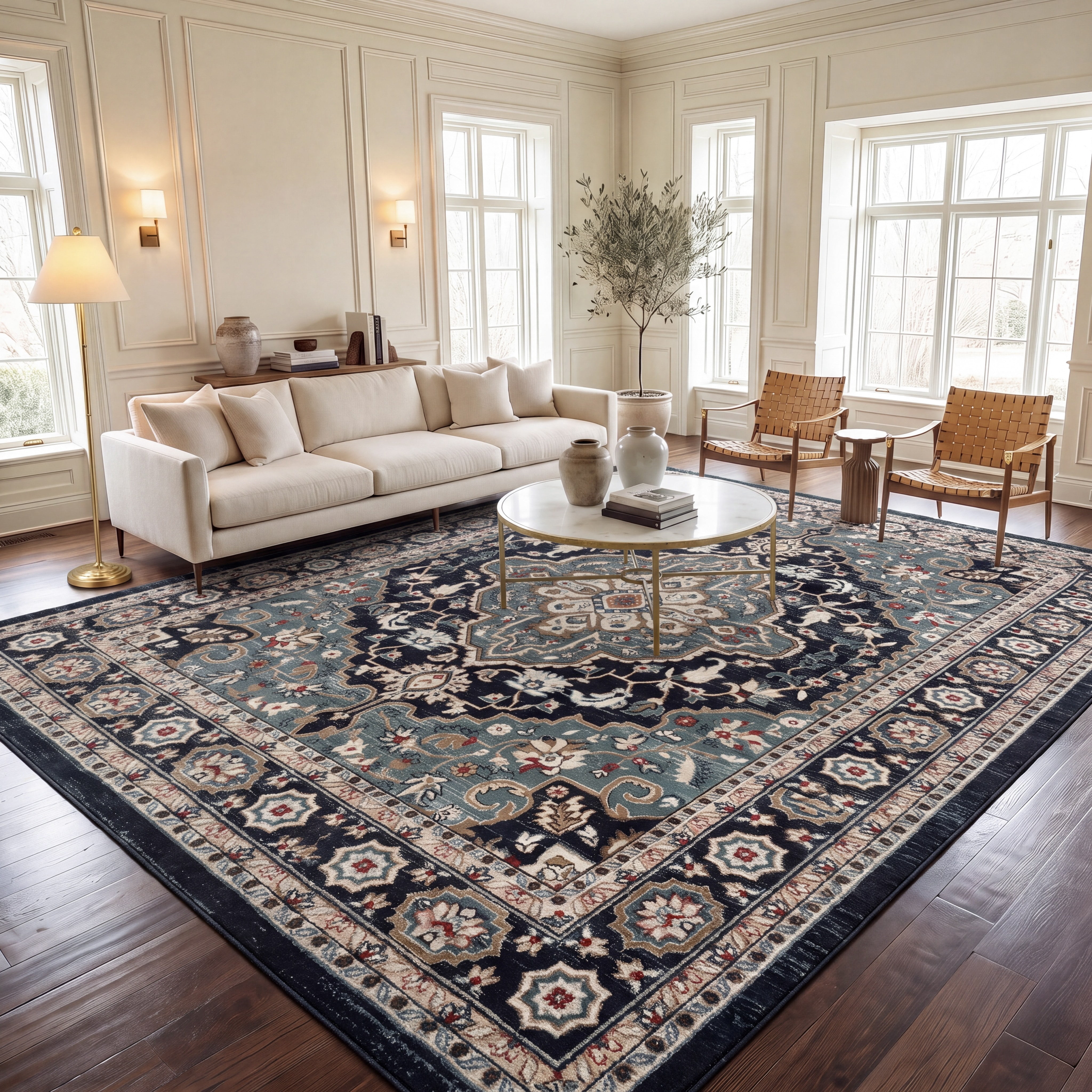 Safavieh Lyndhurst Idella Floral Area Rug, Anthracite/Teal, 6' x 8'