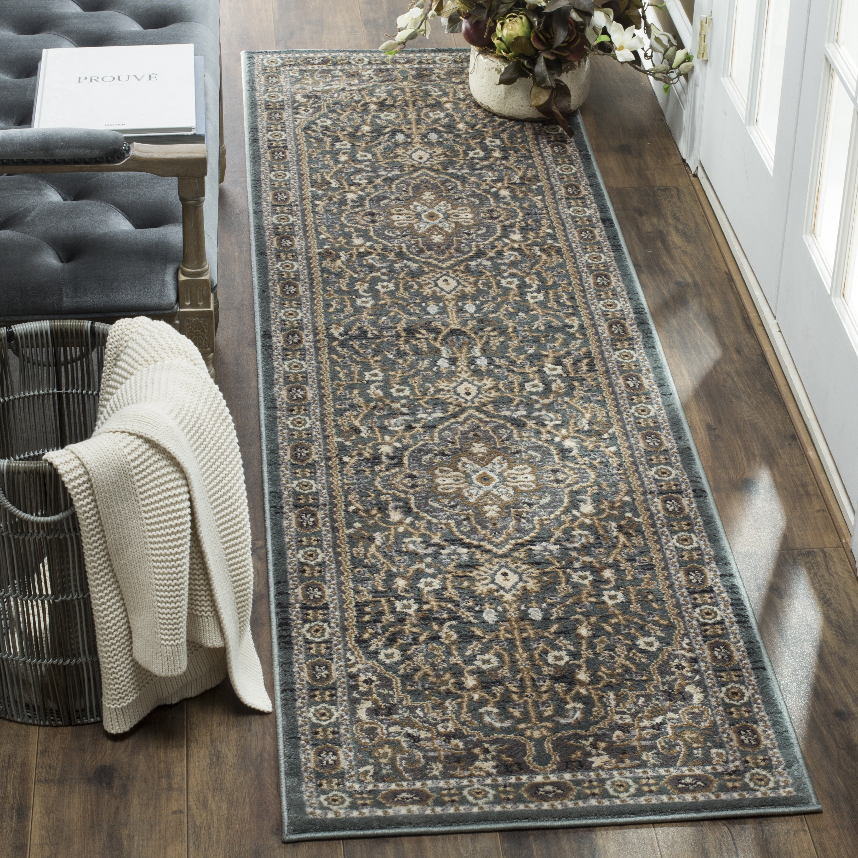 Safavieh Lyndhurst Idella Floral Runner Rug, Teal/Gray, 2'3" x 20'