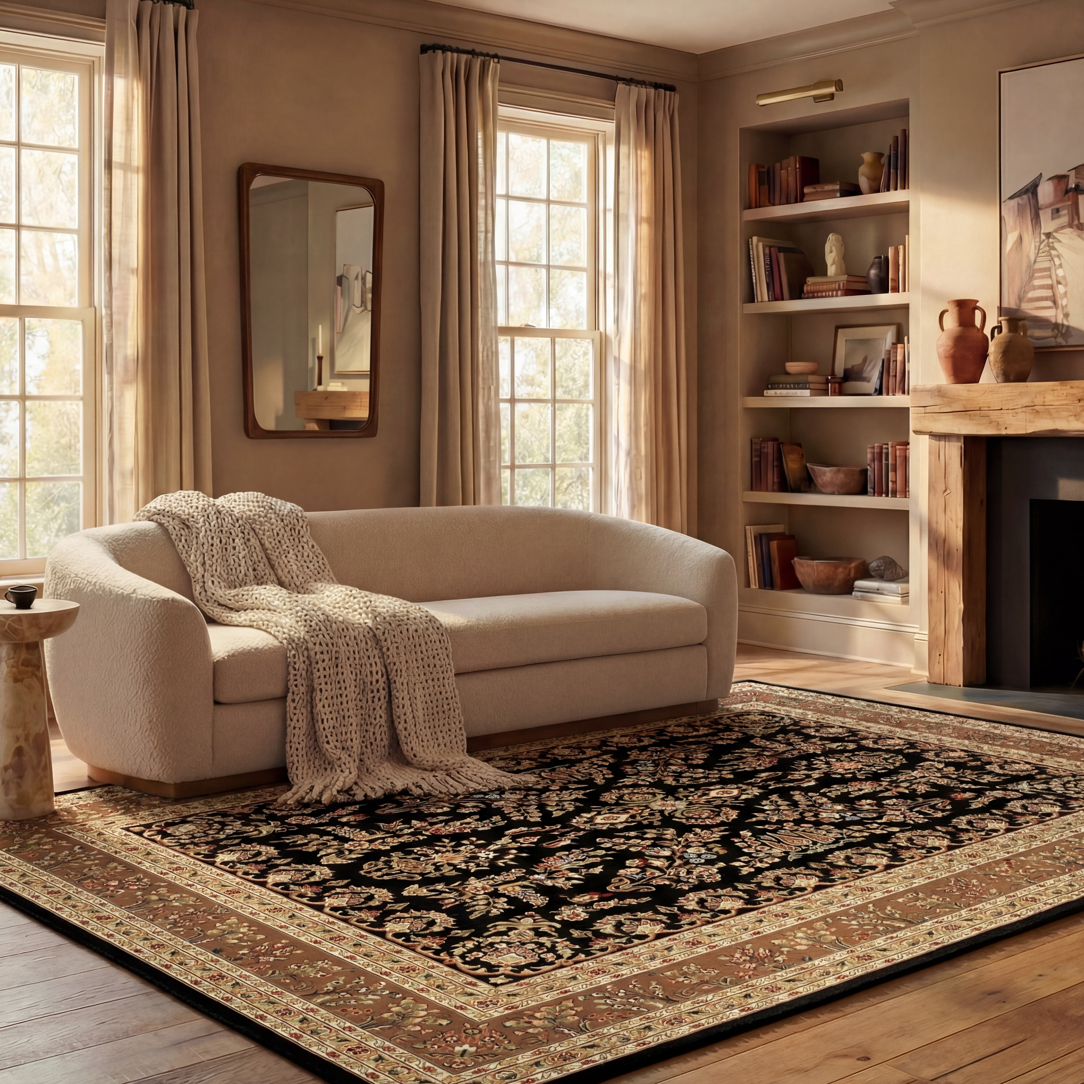 Safavieh Lyndhurst Isadora Floral Area Rug, Black/Tan, 6' x 8'