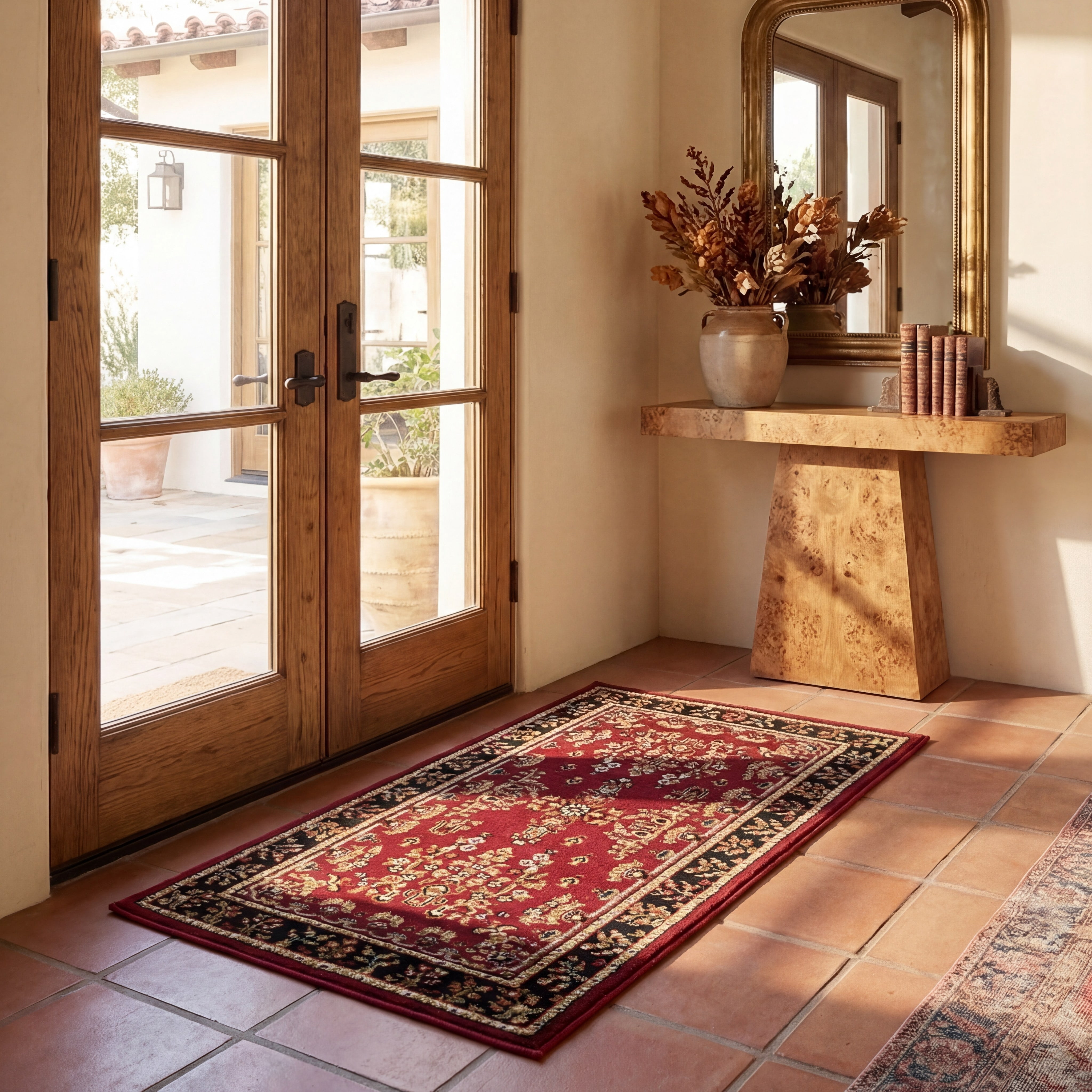 Safavieh Lyndhurst Isadora Floral Area Rug, Red/Black, 5'3" x 5'3" Square