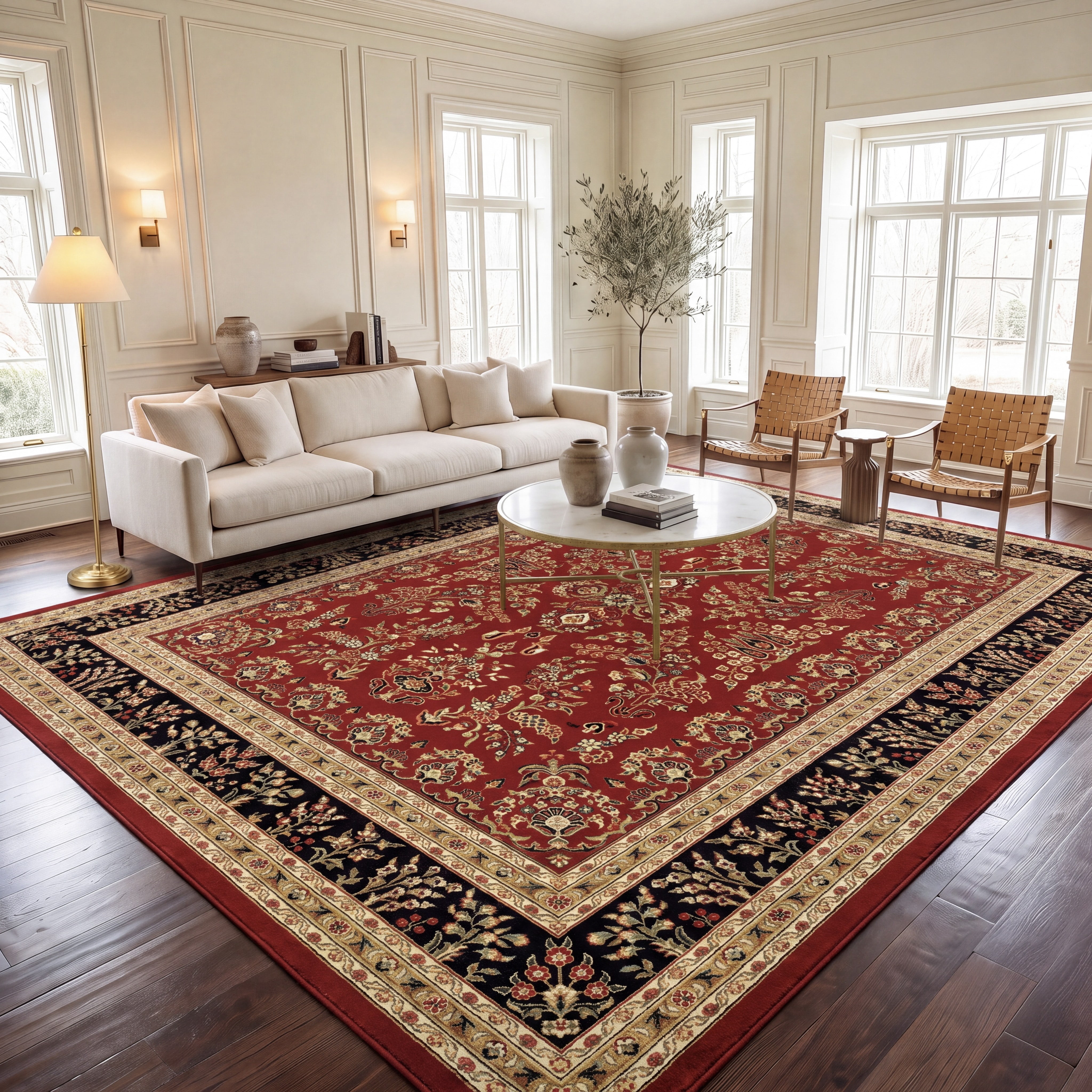 Safavieh Lyndhurst Isadora Floral Area Rug, Red/Black, 9' x 9' Square