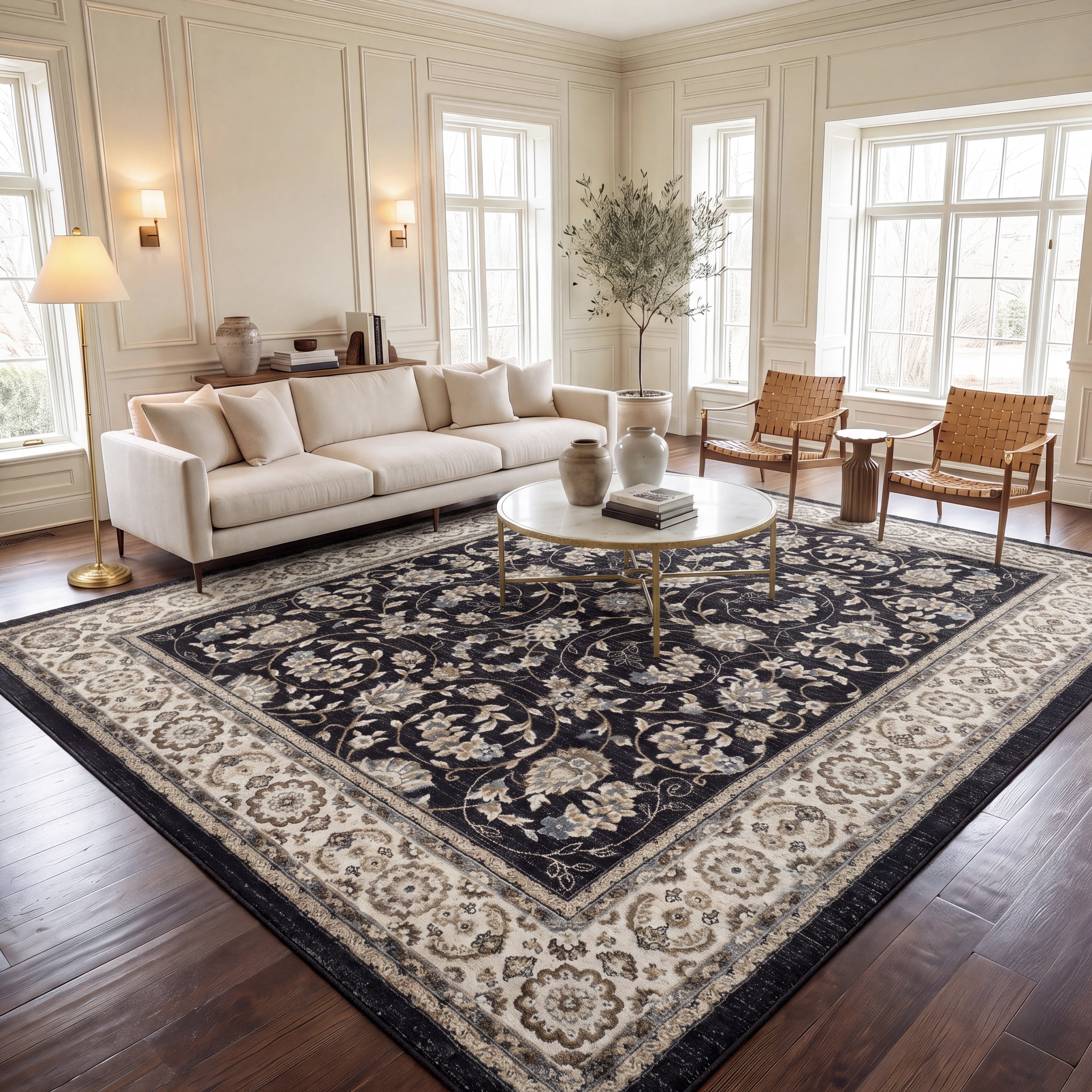Safavieh Lyndhurst Janel Floral Area Rug, Anthracite/Cream, 2' x 3'