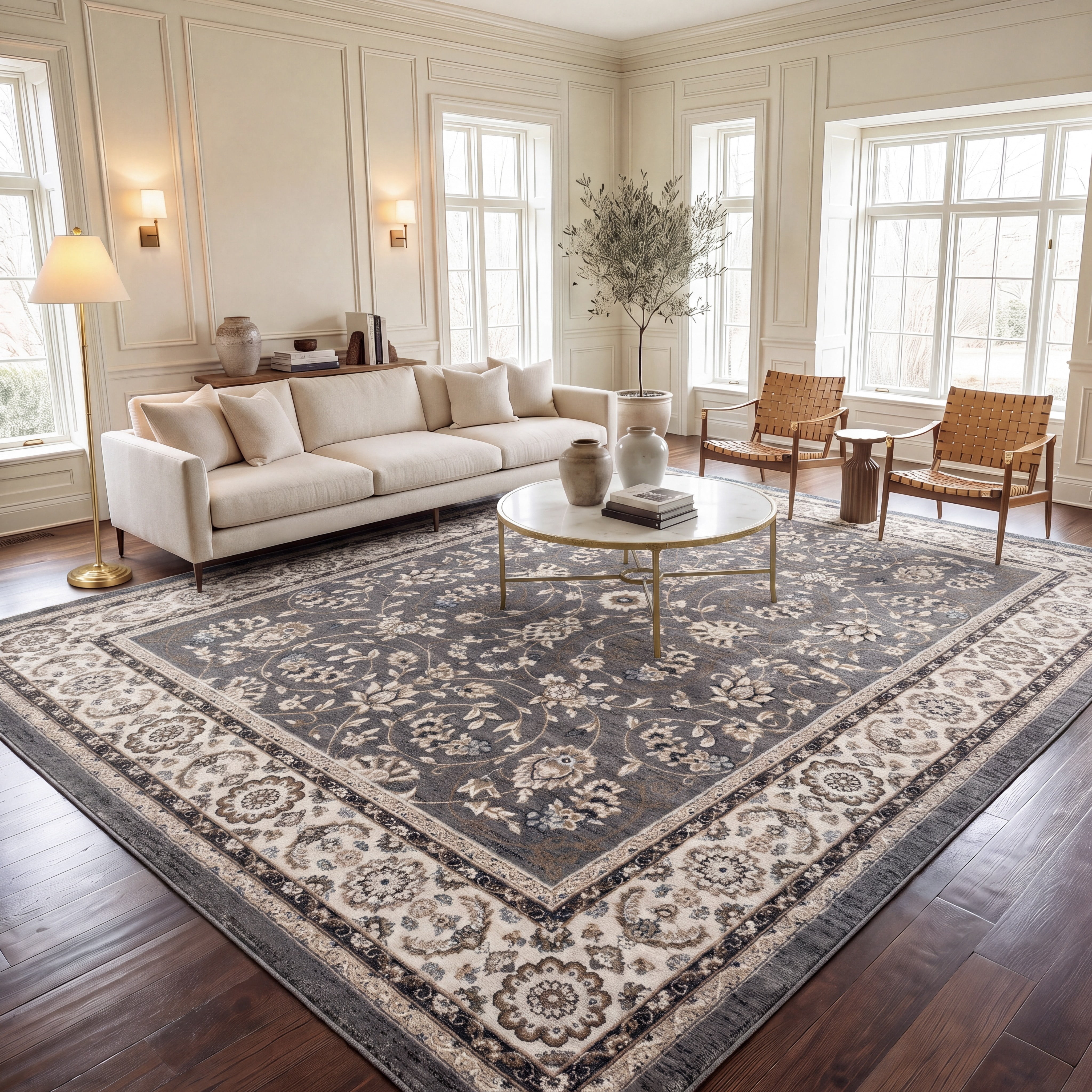 Safavieh Lyndhurst Janel Floral Area Rug, Gray/Cream, 10' x 14'