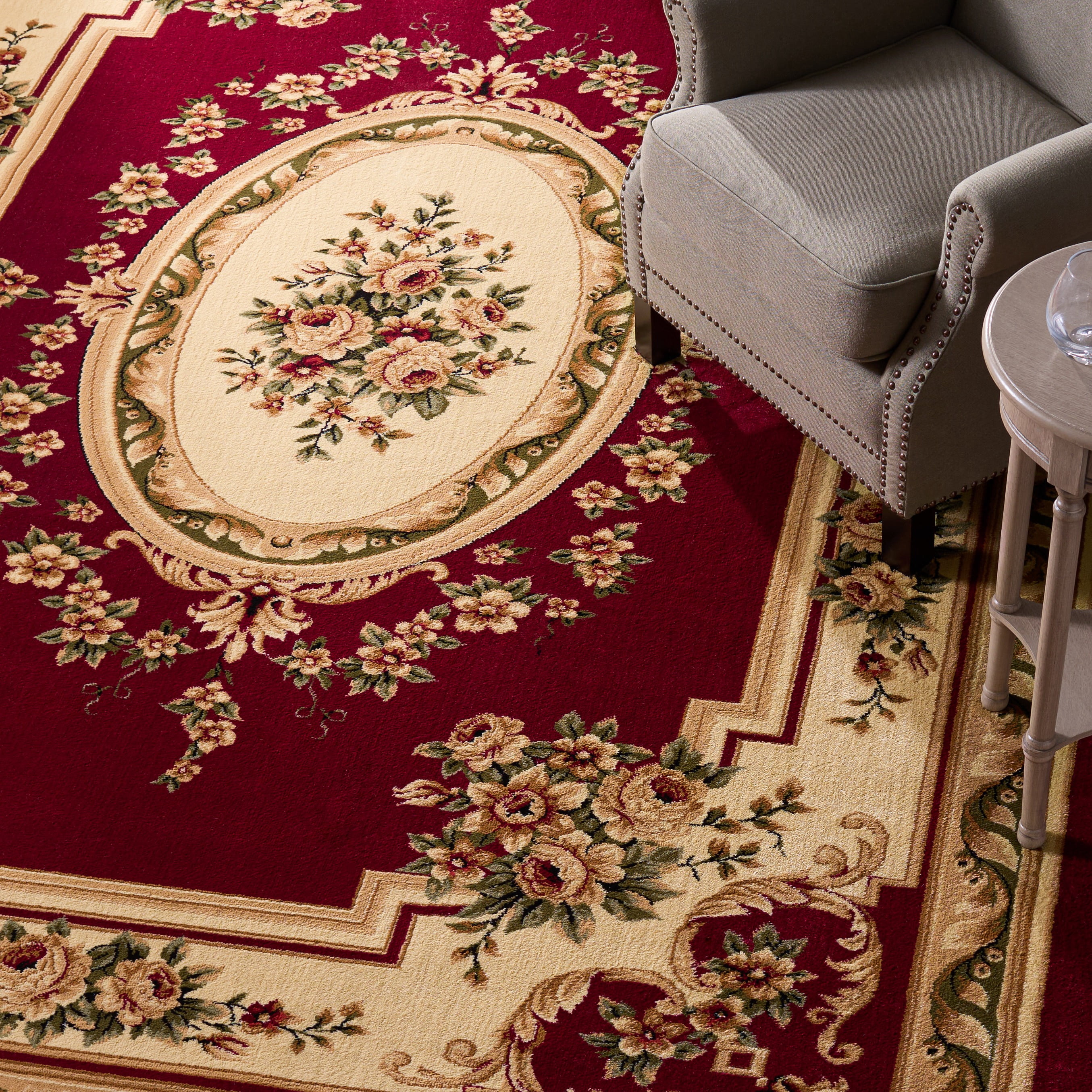 Safavieh Lyndhurst Katherine Floral Area Rug, Red/Ivory, 8' x 8' Square