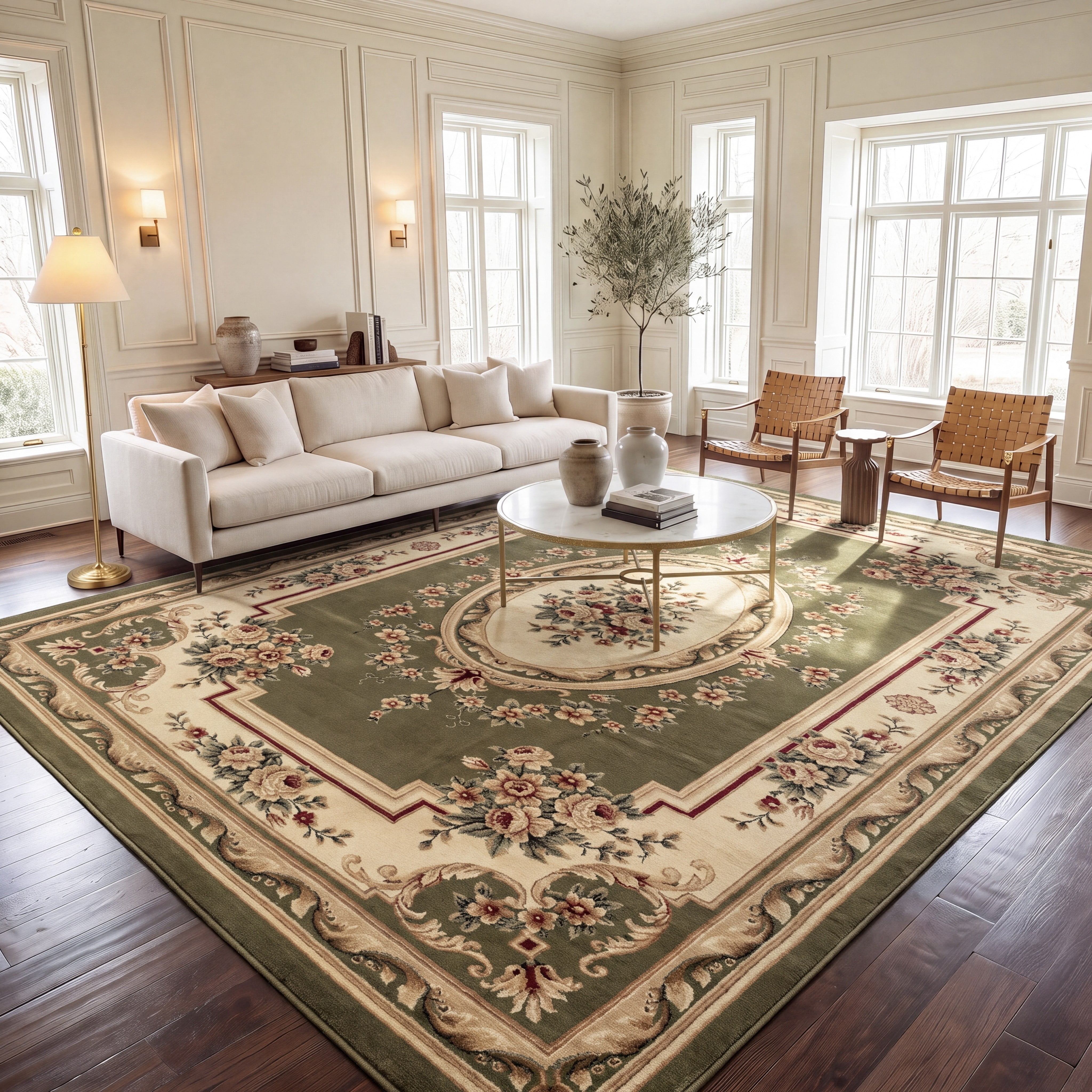 Safavieh Lyndhurst Katherine Floral Area Rug, Sage/Ivory, 2' x 3'