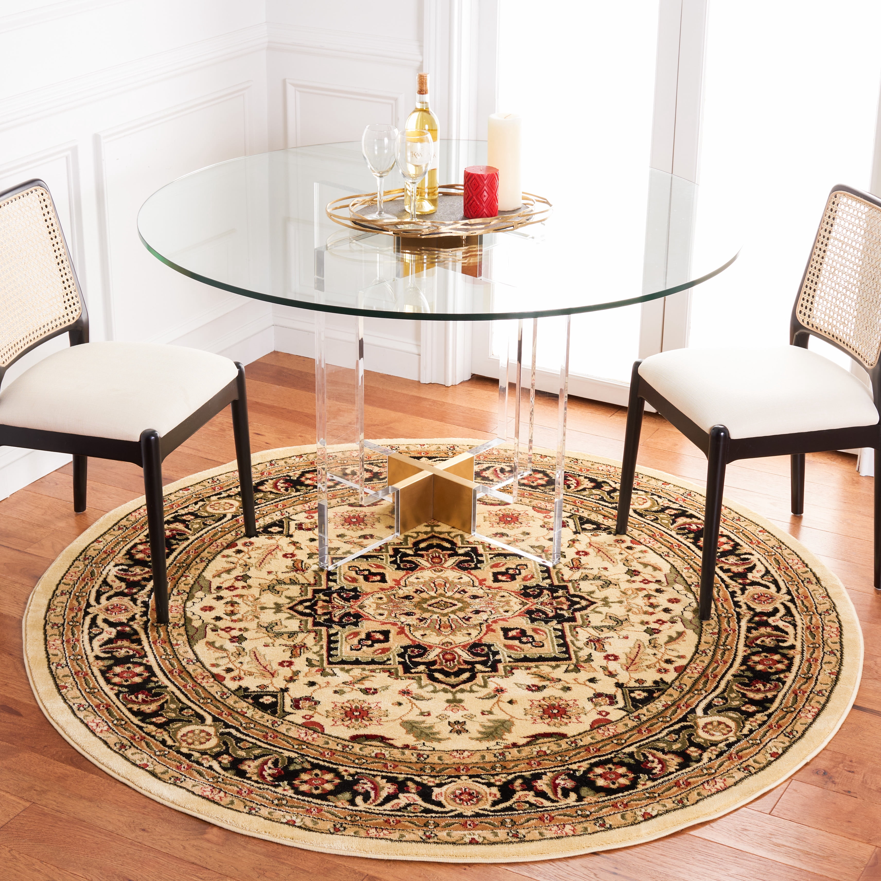 Safavieh Lyndhurst Miranda Floral Area Rug, Beige/Black, 8' x 8' Round