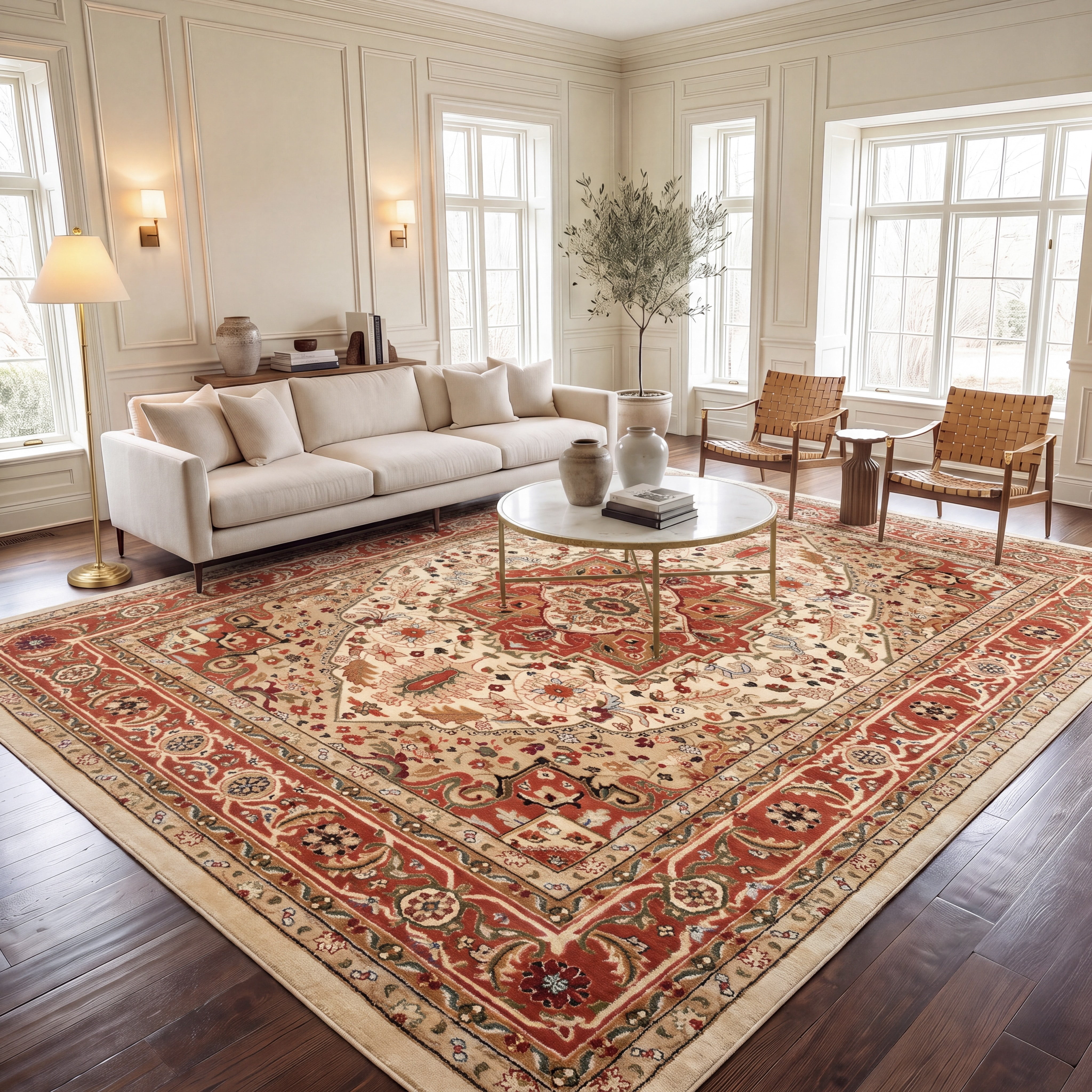 Safavieh Lyndhurst Miranda Floral Area Rug, Ivory/Rust, 6' x 8'