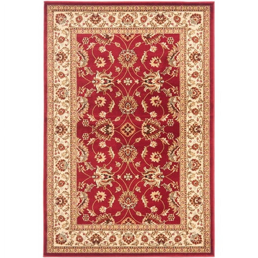 Red and Ivory 4' x 6' Synthetic Safavid Style Area Rug