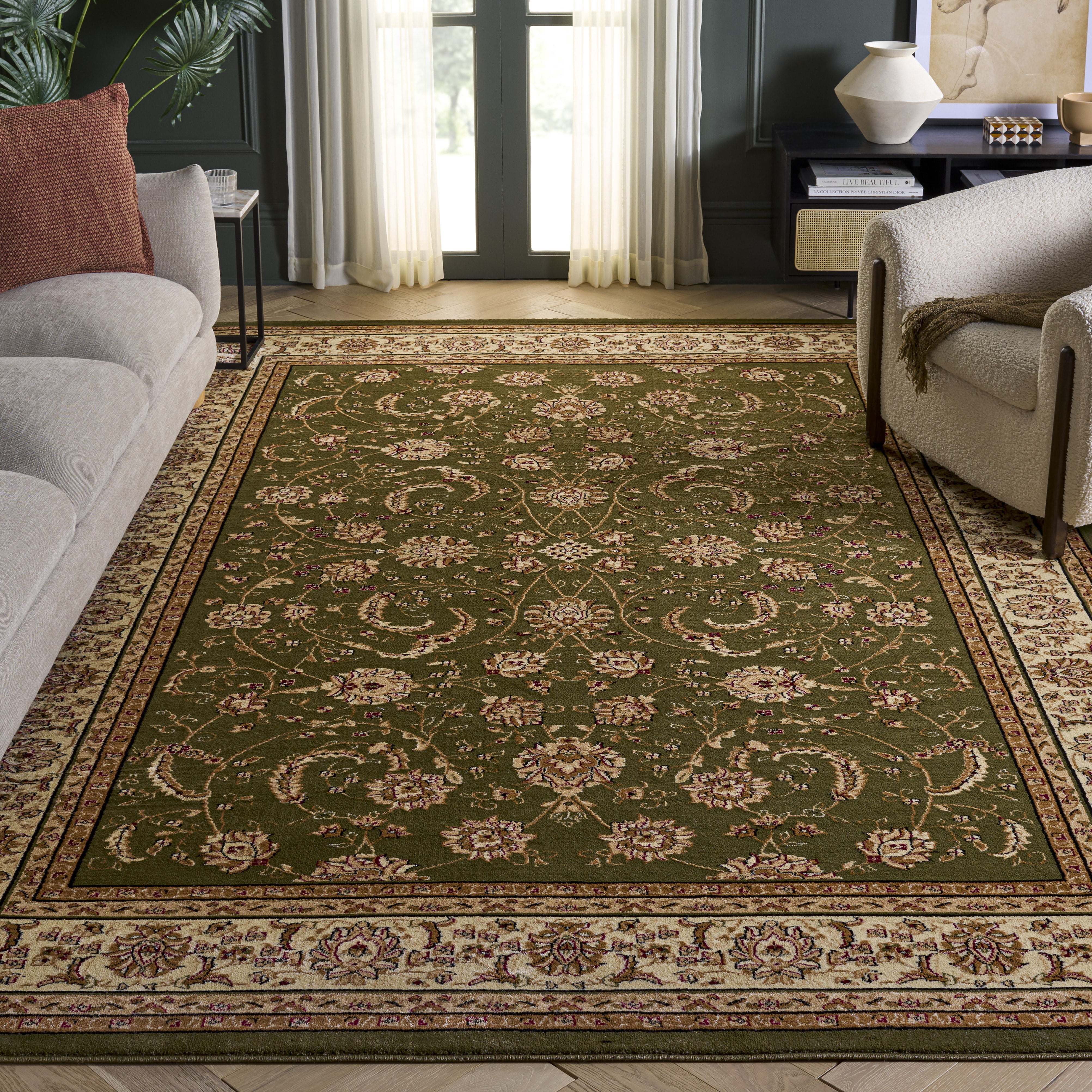 Safavieh Lyndhurst Priscilla Floral Area Rug, Sage/Ivory, 8' x 8' Square
