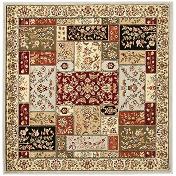 Traditional Rug - Lyndhurst Polypropylene, 2150Gr/Sqm -Grey/Multi Style-B-Color:Grey/Multi,Design:Traditional,Shape:Square,Size:5'L x 5'W