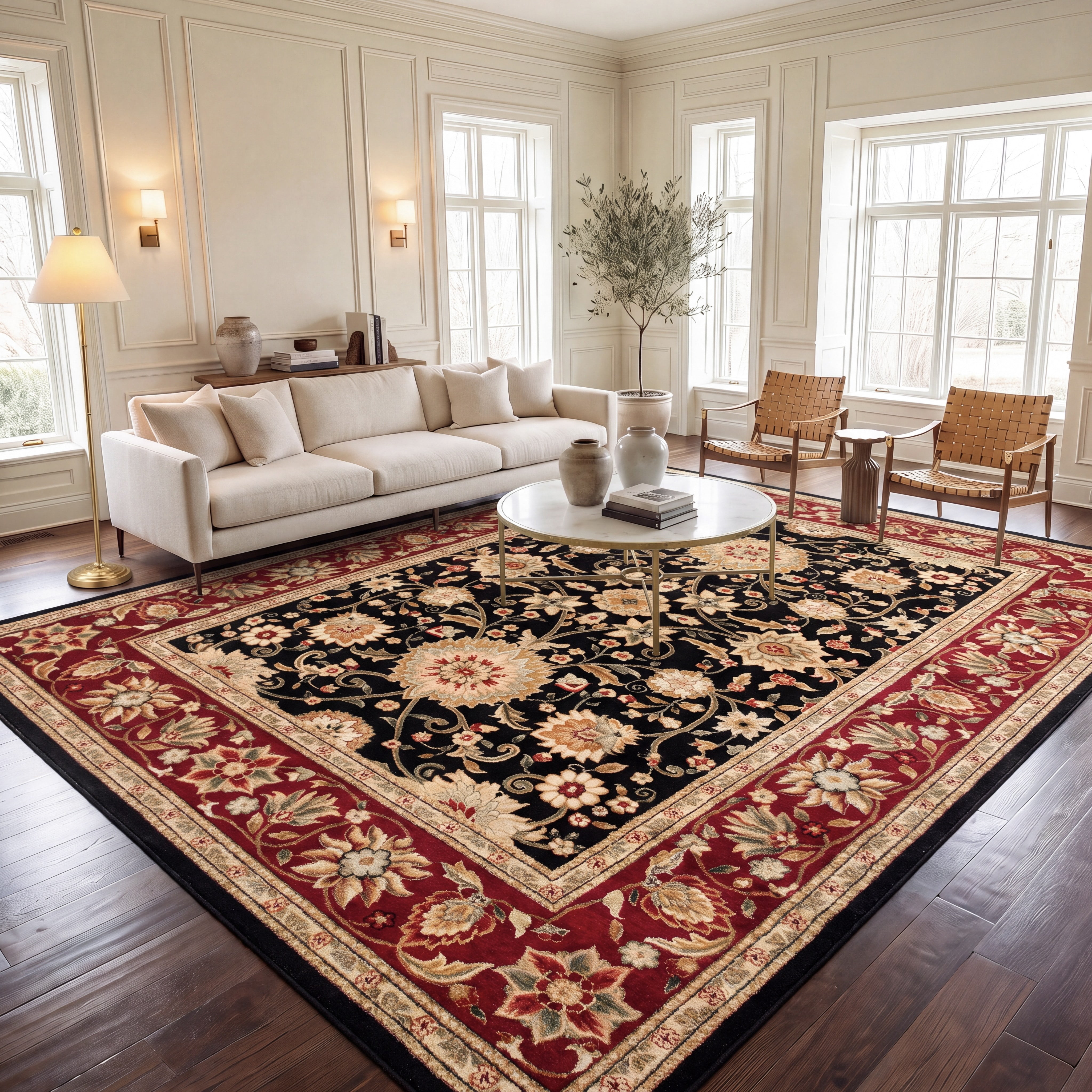 Safavieh Lyndhurst Victoria Floral Area Rug, Black/Red, 6' x 8'