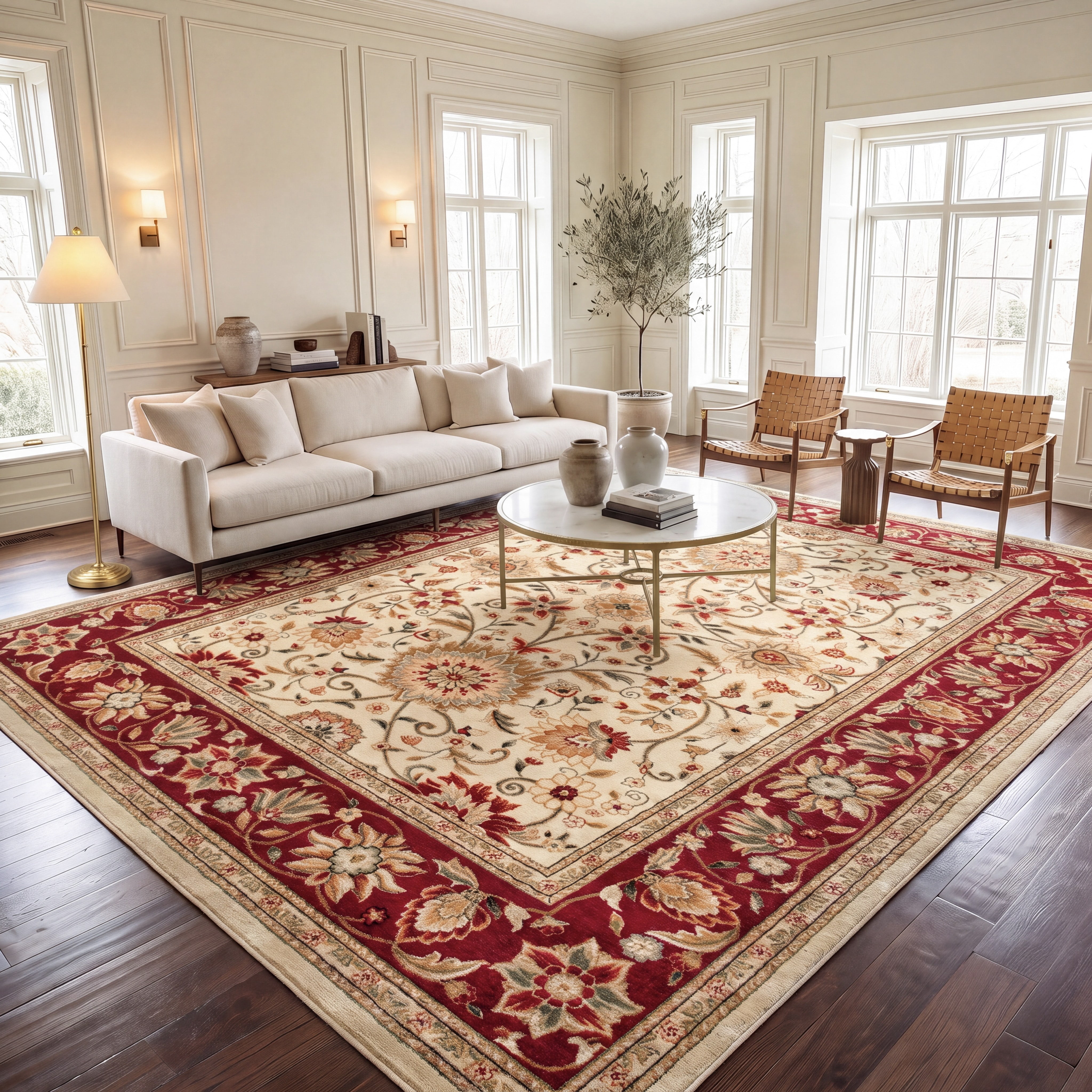 Safavieh Lyndhurst Victoria Floral Area Rug, Ivory/Red, 6' x 8'
