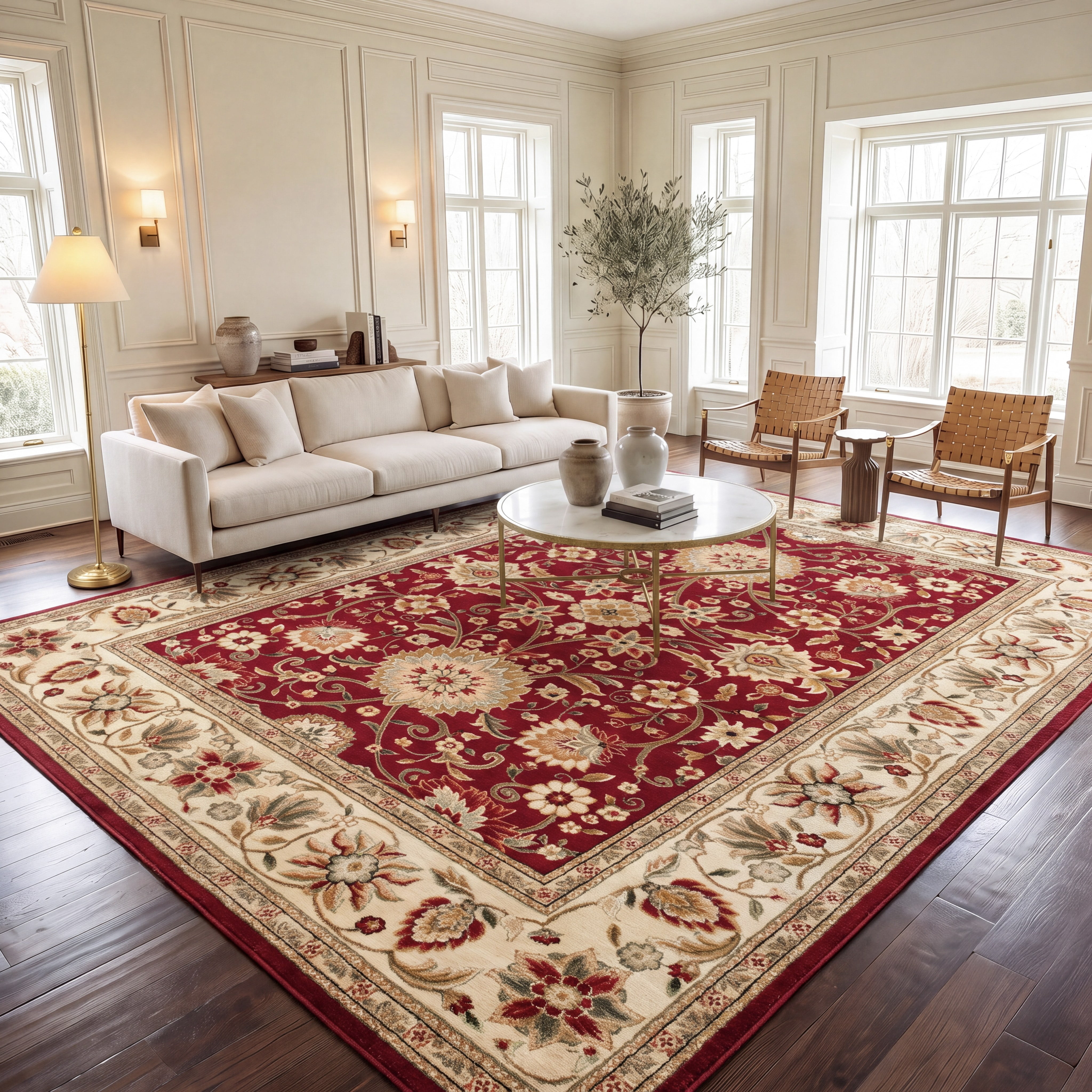 Safavieh Lyndhurst Victoria Floral Area Rug, Red/Ivory, 6' x 8'