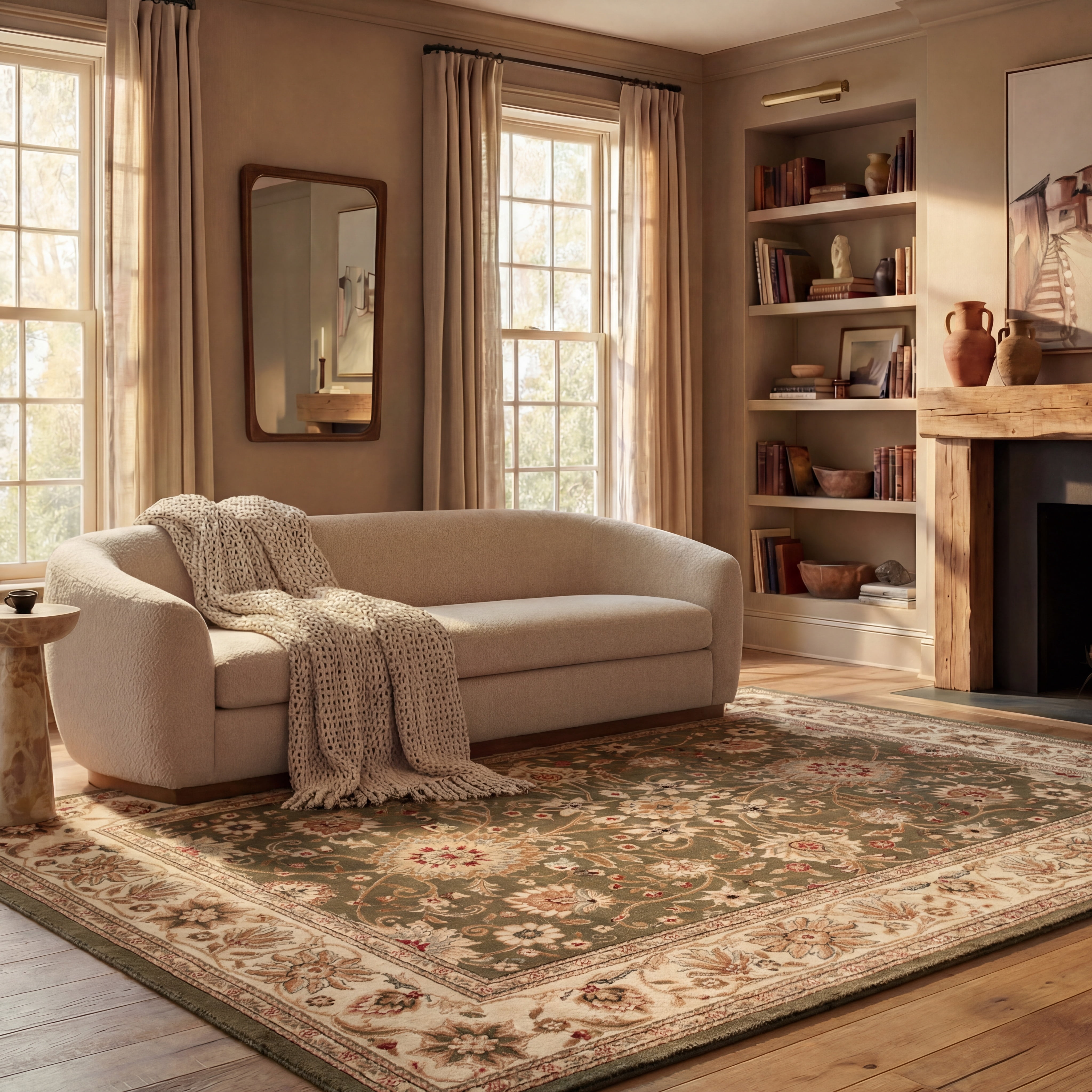 Safavieh Lyndhurst Victoria Floral Area Rug, Sage/Ivory, 6' x 8'