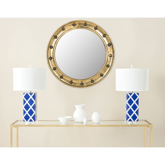 Safavieh Mariner Porthole Nailhead 26.5-inch Antique Gold Mirror