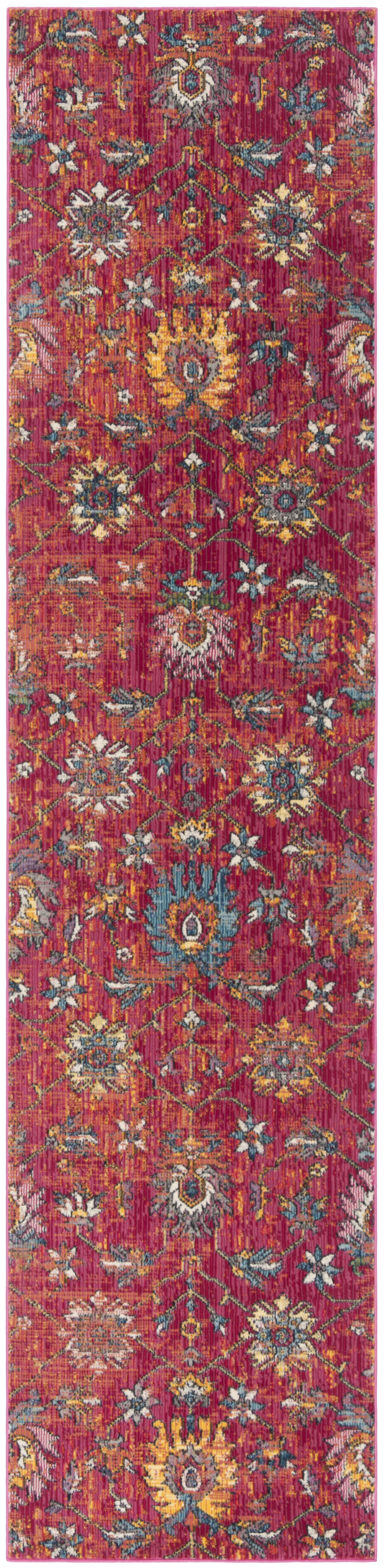 Hand-Knotted Red and Multicolor Cotton Runner Rug