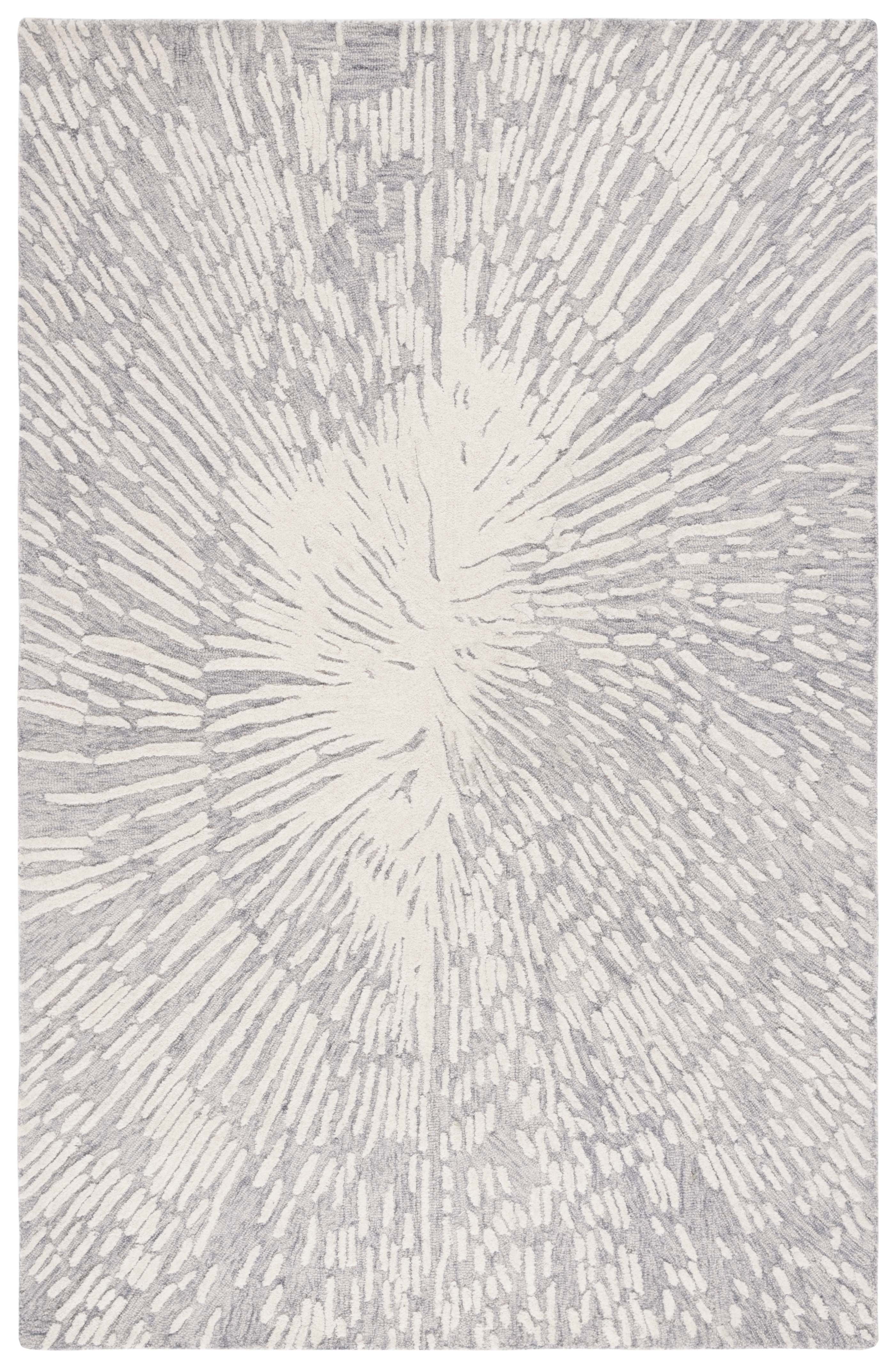 Gray and Ivory Handmade Wool Tufted 8' x 10' Area Rug