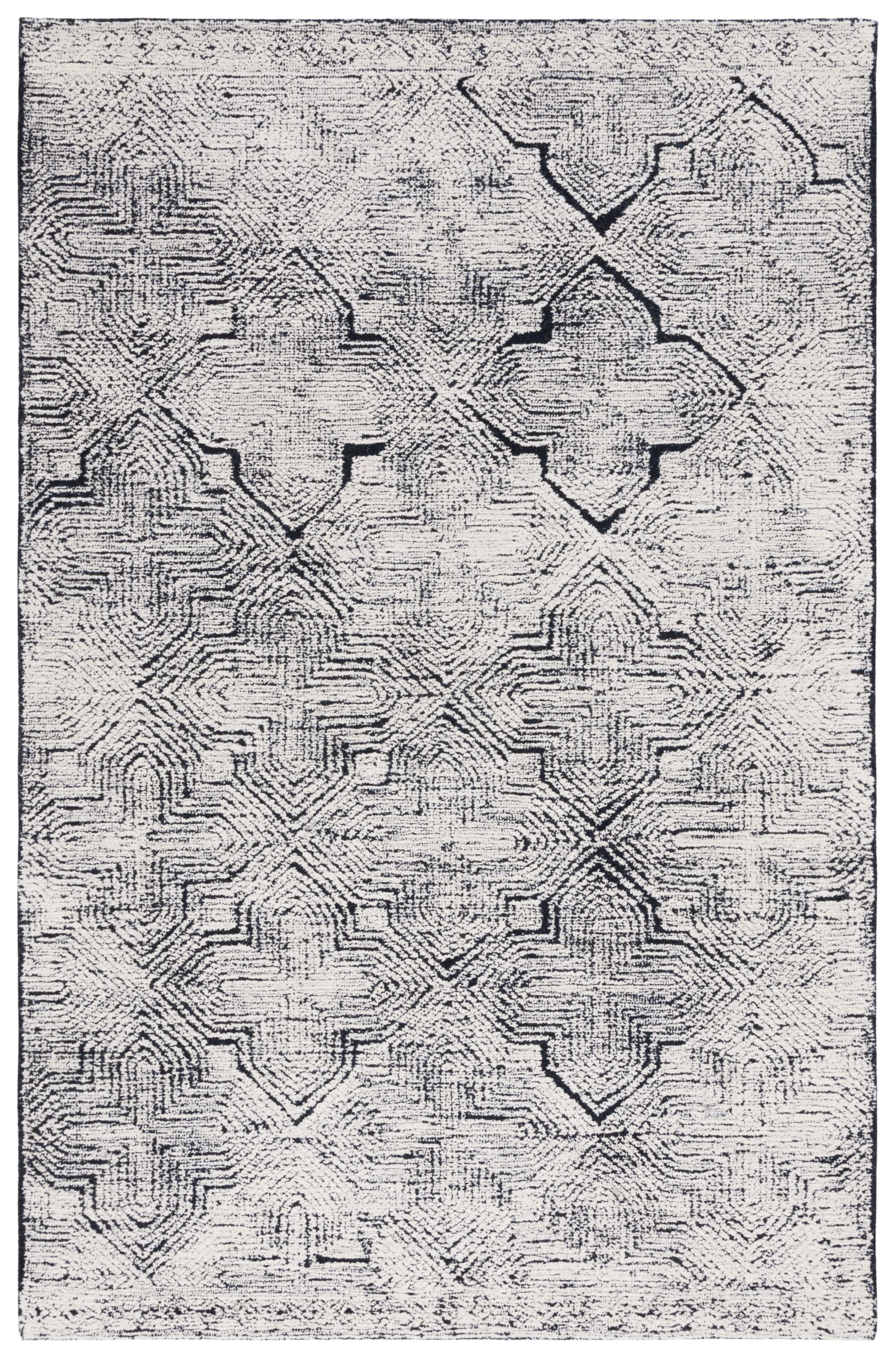 Metro Black and Ivory Hand-Tufted Wool Area Rug 8' x 10'