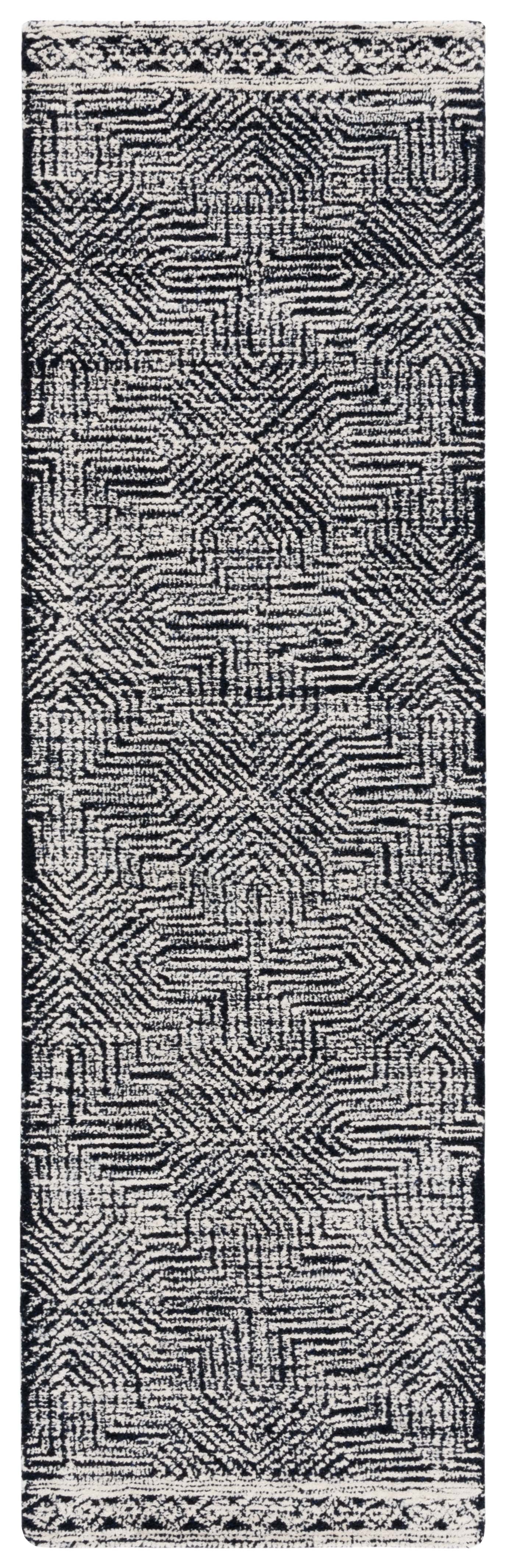 SAFAVIEH Metro Clover Geometric Runner Rug, Black/Ivory, 2'3" x 8'