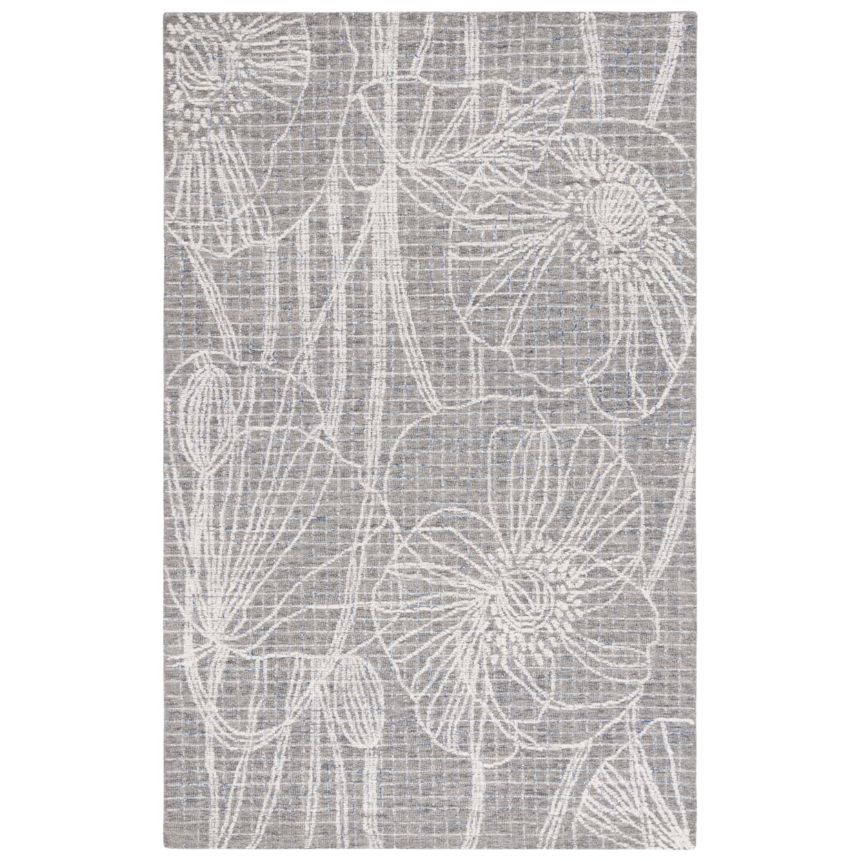 Beige and Ivory Floral Hand-Tufted Wool Area Rug 8' x 10'